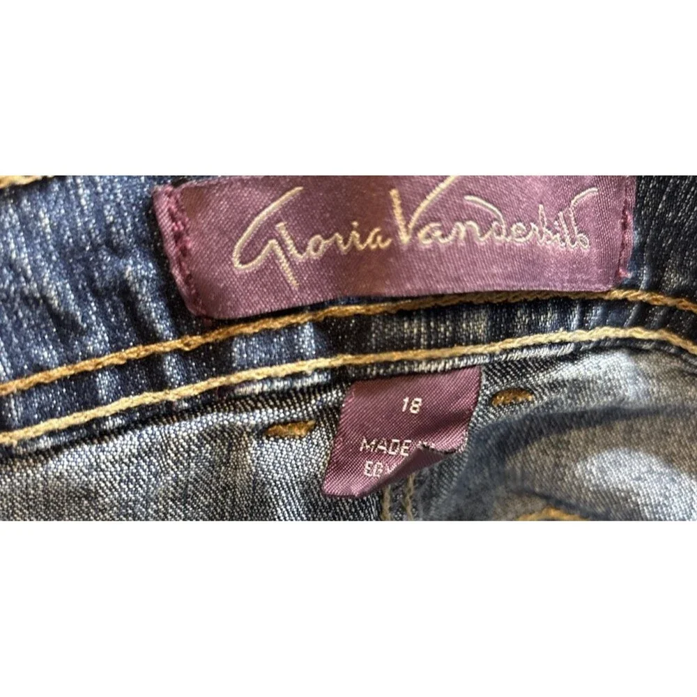 Gloria Vanderbilt Jeans Women 18 Blue Straight Pockets Denim Waist 35